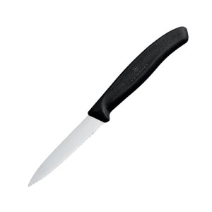Couteau D'office Denté Pointu Noir 8 cm