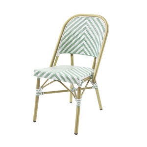 Chaise de Bistrot en Rotin Paris - Bambou Blanc et Vert Pastel