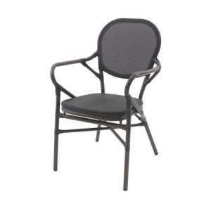 Chaise de Bistrot en Tissu Tango - Wengé Mesh Noir