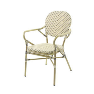 Chaise de Bistrot en Rotin Tango - Bambou Blanc et Noir