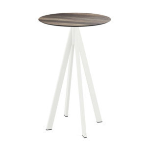 Mange-Débout Infinity Piètement Blanc et Plateau Tropical Wood - Ø 70 cm