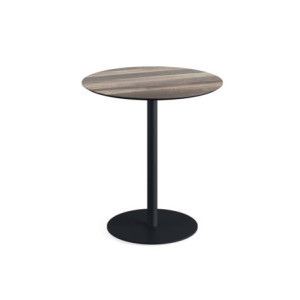 Table Bistrot Urban Piètement Noir et Plateau Tropical Wood - Ø 70 cm