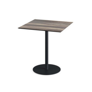Table Bistrot Urban Piètement Noir et Plateau Tropical Wood - 70 x 70 cm