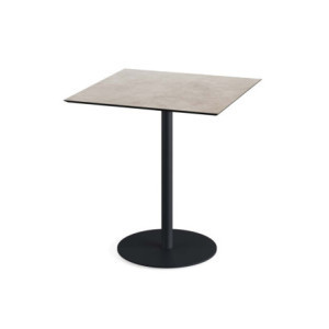 Table Bistrot Urban Piètement Noir et Plateau Moonstone - 70 x 70 cm