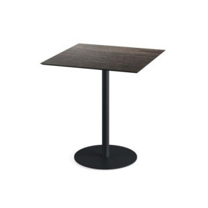 Table Bistrot Urban Piètement Noir et Plateau Riverwashed Wood - 70 x 70 cm