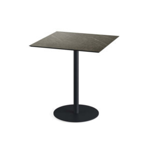 Table Bistrot Urban Piètement Noir et Plateau Midnight Marble - 70 x 70 cm