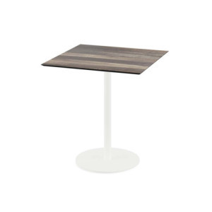 Table Bistrot Urban Piètement Blanc et Plateau Tropical Wood - 70 x 70 cm