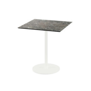 Table Bistrot Urban Piètement Blanc et Plateau Galaxy Marble - 70 x 70 cm
