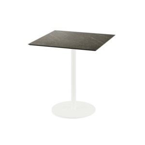 Table Bistrot Urban Piètement Blanc et Plateau Midnight Marble - 70 x 70 cm