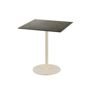 Table Bistrot Urban Piètement Sable et Plateau Midnight Marble - 70 x 70 cm