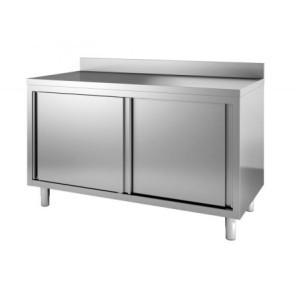 Meuble Inox Bas avec Dosseret - 2 Portes - L 2000 x P 700 mm