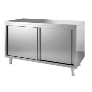 Meuble Inox Bas avec 2 Portes Coulissantes - L 1200 x P 600 mm