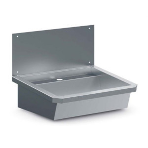 Evier Inox avec Bouchon de Vidange et Couvecle Anti-éclaboussures - L 600 x P 468 mm