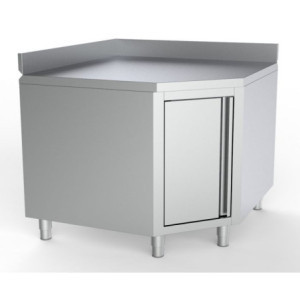 Meuble Inox Bas Angulaire avec Dosseret - L 1000 x P 600 mm