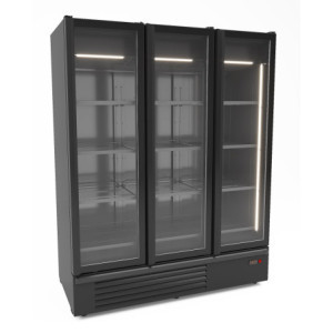 Armoire Réfrigérée Positive Noir - 2 Portes Vitrées - 1555 L