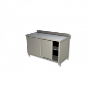 Meuble Inox avec Dosseret et Portes Coulissantes - L 2000 x P 600 mm - Reconditionné