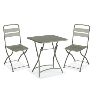 Ensemble Chaises et Table de Bistrot Pliable en Métal - Vert