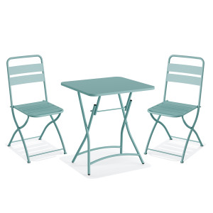 Ensemble Chaises et Table de Bistrot Pliable en Métal - Bleu