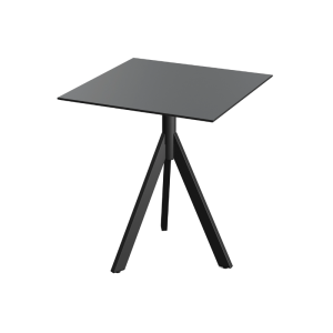 Table de Bistrot avec Piètement Noir Infinity Tripod et Plateau HPL Noir - 70 x 70 cm