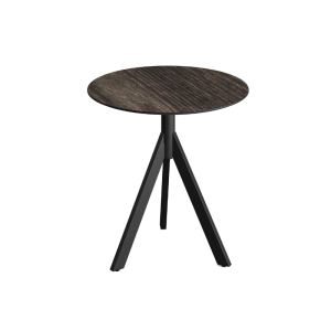 Table de Bistrot avec Piètement Noir Infinity Tripod et Plateau HPL Riverwashed Wood - Ø 70 cm