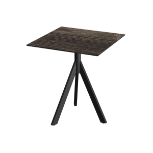 Table de Bistrot avec Piètement Noir Infinity Tripod et Plateau HPL Riverwashed Wood - 70 x 70 cm