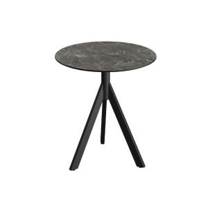 Table de Bistrot avec Piètement Noir Infinity Tripod et Plateau HPL Galaxy Marble - Ø 70 cm