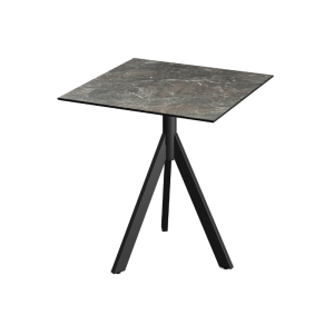 Table de Bistrot avec Piètement Noir Infinity Tripod et Plateau HPL Galaxy Marble - 70 x 70 cm