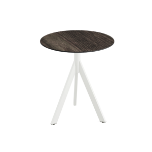 Table de Bistrot avec Piètement Blanc Infinity Tripod et Plateau HPL Riverwashed Wood - Ø 70 cm