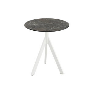 Table de Bistrot avec Piètement Blanc Infinity Tripod et Plateau HPL Galaxy Marble - Ø 70 cm