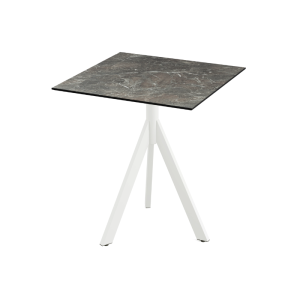 Table de Bistrot avec Piètement Blanc Infinity Tripod et Plateau HPL Galaxy Marble - 70 x 70 cm