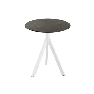 Table de Bistrot avec Piètement Blanc Infinity Tripod et Plateau HPL Midnight Marble - Ø 70 cm