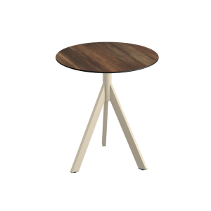 Table de Bistrot avec Piètement Sable Infinity Tripod et Plateau HPL Tropical Wood HPL - Ø 70 cm