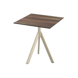 Table de Bistrot avec Piètement Sable Infinity Tripod et Plateau HPL Tropical Wood - 70 x 70 cm