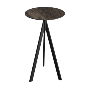 Mange-Debout Infinity Tripod avec Piètement Noir et Plateau HPL Riverwashed Wood - Ø 70 cm