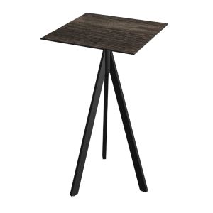 Mange-Debout Infinity Tripod avec Piètement Noir et Plateau HPL Riverwashed Wood - 70 x 70 cm