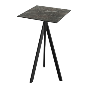 Mange-Debout Infinity Tripod avec Piètement Noir et Plateau HPL Galaxy Marble - 70 x 70 cm