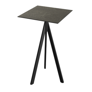 Mange-Debout Infinity Tripod avec Piètement Noir et Plateau HPL Midnight Marble - 70 x 70 cm