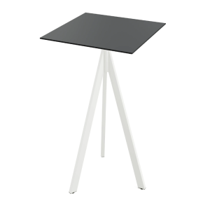 Mange-Debout Infinity Tripod avec Piètement Blanc et Plateau HPL Noir - 70 x 70 cm