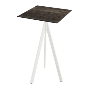 Mange-Debout Infinity Tripod avec Piètement Blanc et Plateau HPL Riverwashed Wood - 70 x 70 cm