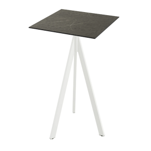 Mange-Debout Infinity Tripod avec Piètement Blanc et Plateau HPL Midnight Marble - 70 x 70 cm