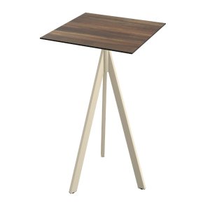 Mange-Debout Infinity Tripod avec Piètement Sable et Plateau HPL Tropical Wood - 70 x 70 cm