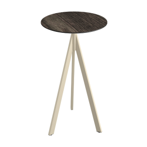 Mange-Debout Infinity Tripod avec Piètement Sable et Plateau HPL Riverwashed Wood - Ø 70 cm