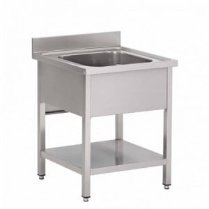 Plonge en Inox Avec Étagère Basse 1 Bac - L 700 x P 700 mm Gastro M - 1