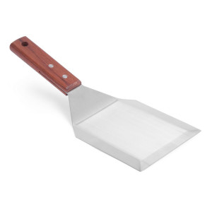 Spatule à Hamburger Coudée Inox avec Manche en Bois - 15 cm