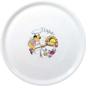 Assiette à Pizza Motif Pizzaiolo - 330 mm de Diamètre