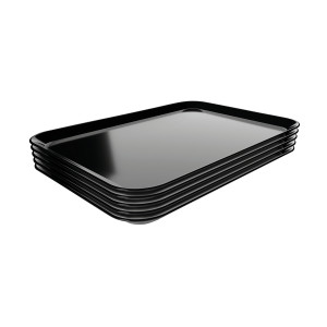 Plat de Présentation Mélamine Noir - L 240 x P 350 x H 17 mm - Lot de 5