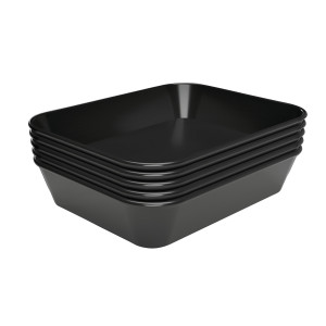 Plat de Présentation Mélamine Noir - L 150 x P 190 x H 40 mm - Lot de 5