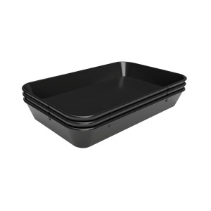 Plat de Présentation Mélamine Noir - L 280 x P 420 x H 60 mm - Lot de 3