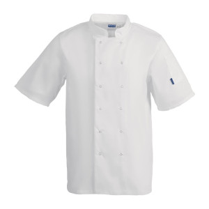 Veste de Cuisine Mixte Blanche à Manches Courtes Vegas - Taille L