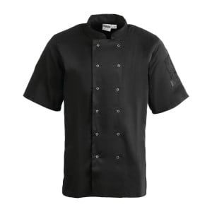 Veste de Cuisine Mixte Noire à Manches Courtes Vegas - Taille XS